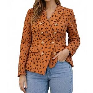 NEW JADE MELODY TAM double breast coat in brown leopard